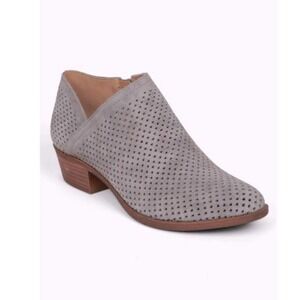 Lucky Brand Gray Suede Booties Baylah Perforated 8.5